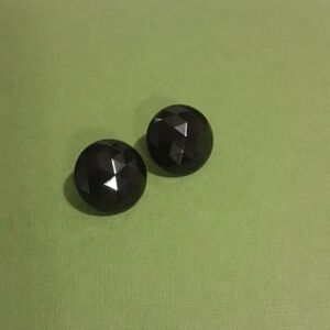 Vintage, 1950's, Black Faceted Clip On Glass Earrings